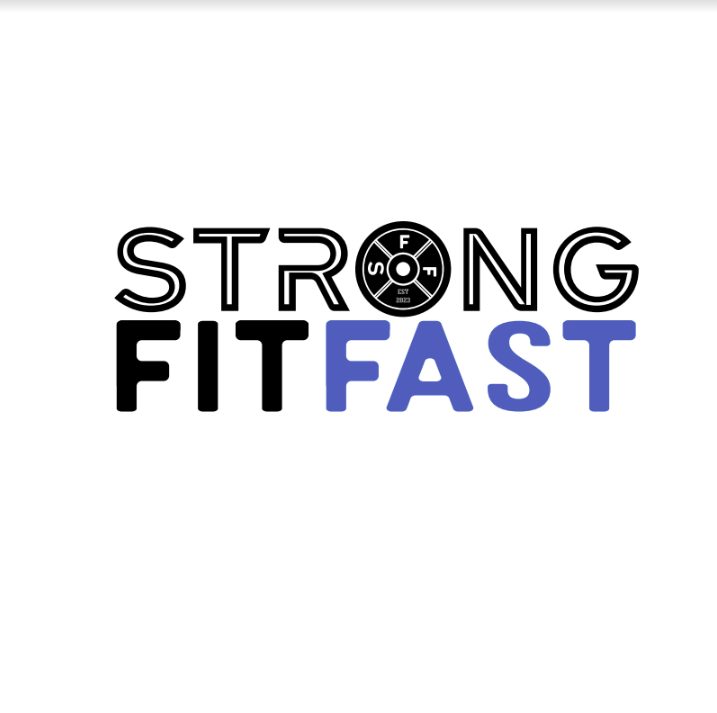 Logo with the words 'Strong Fit Fast' and a circular emblem with 'SFF' and 'EST 2023' in the center.