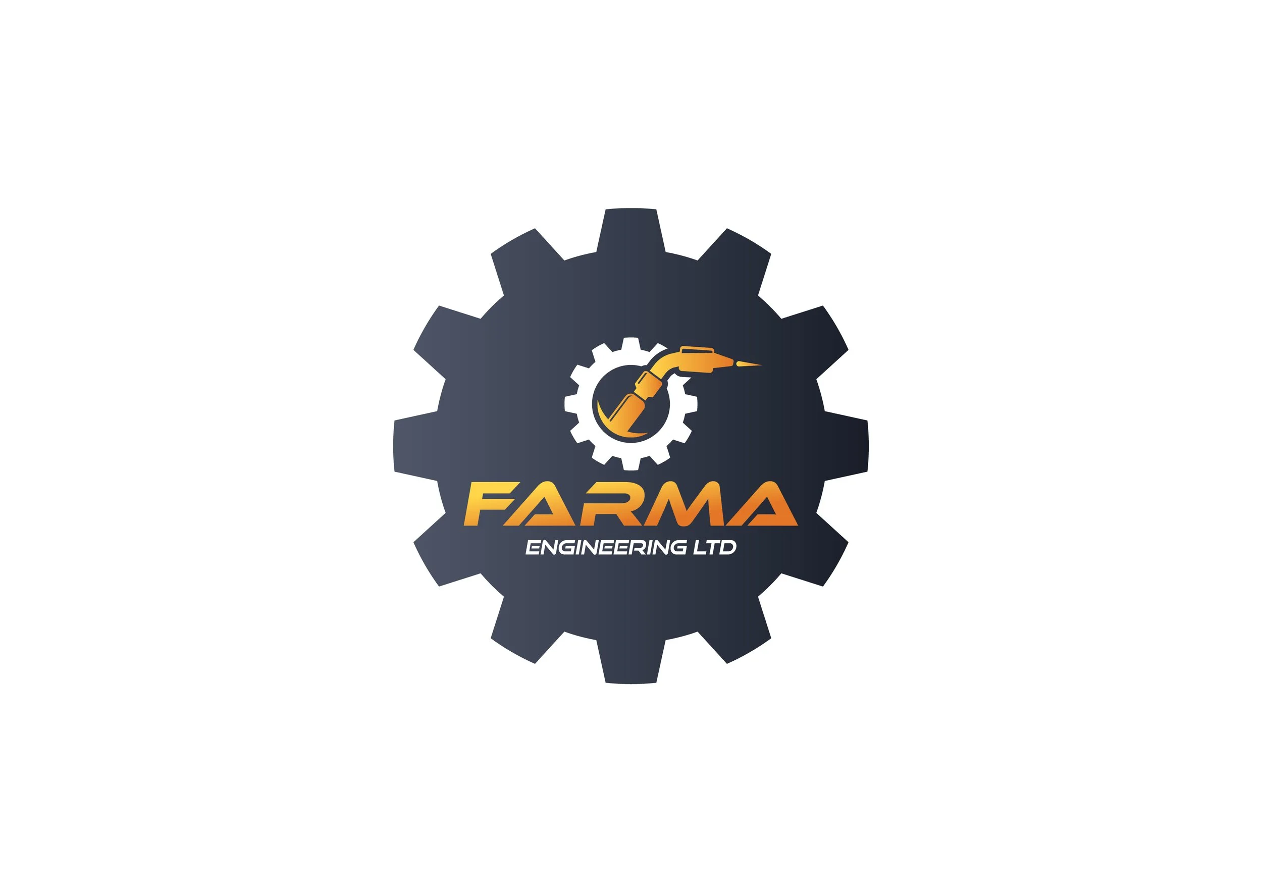 Logo of Farma Engineering LTD featuring a gear with a mechanical arm and a sewing needle, with the company name in orange and white text.