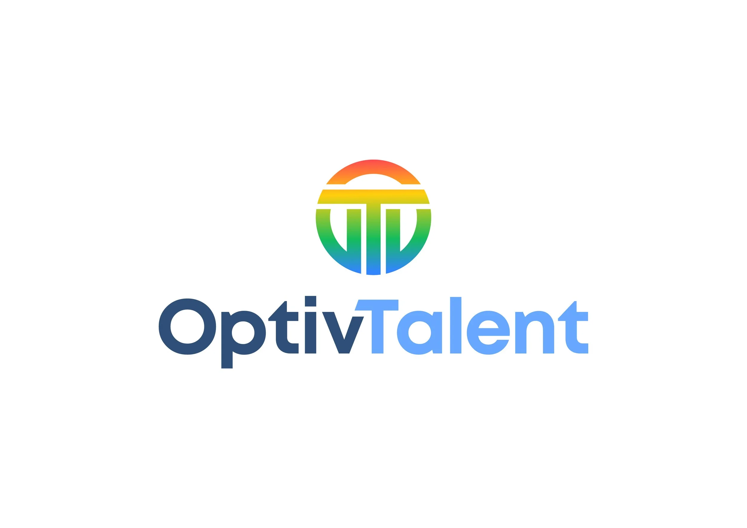 Colorful logo with a rainbow-colored circular icon above the text 'OptivTalent' in blue and navy blue font.