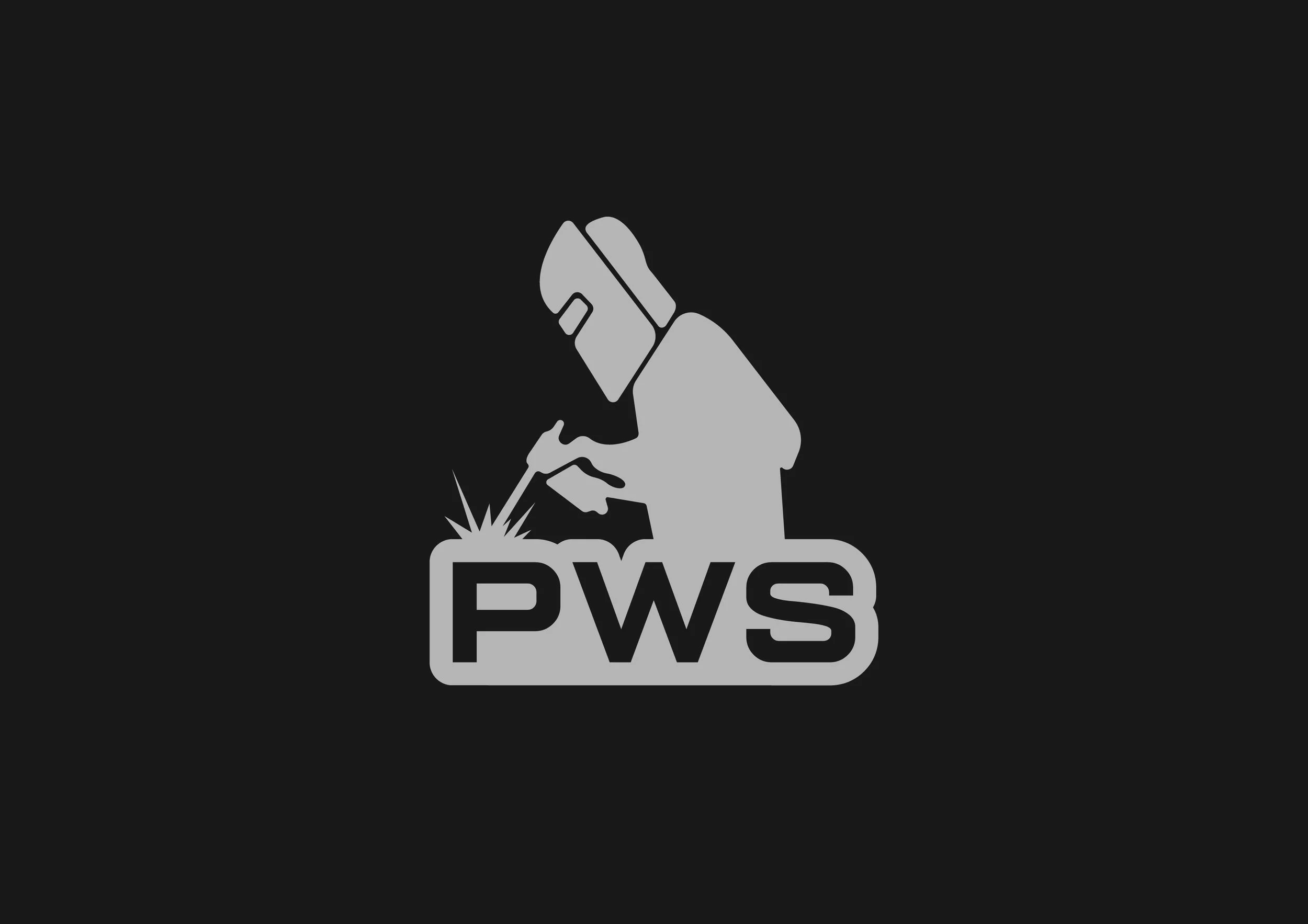 Silhouette of a person welding with sparks, with the acronym PWS in bold letters below.