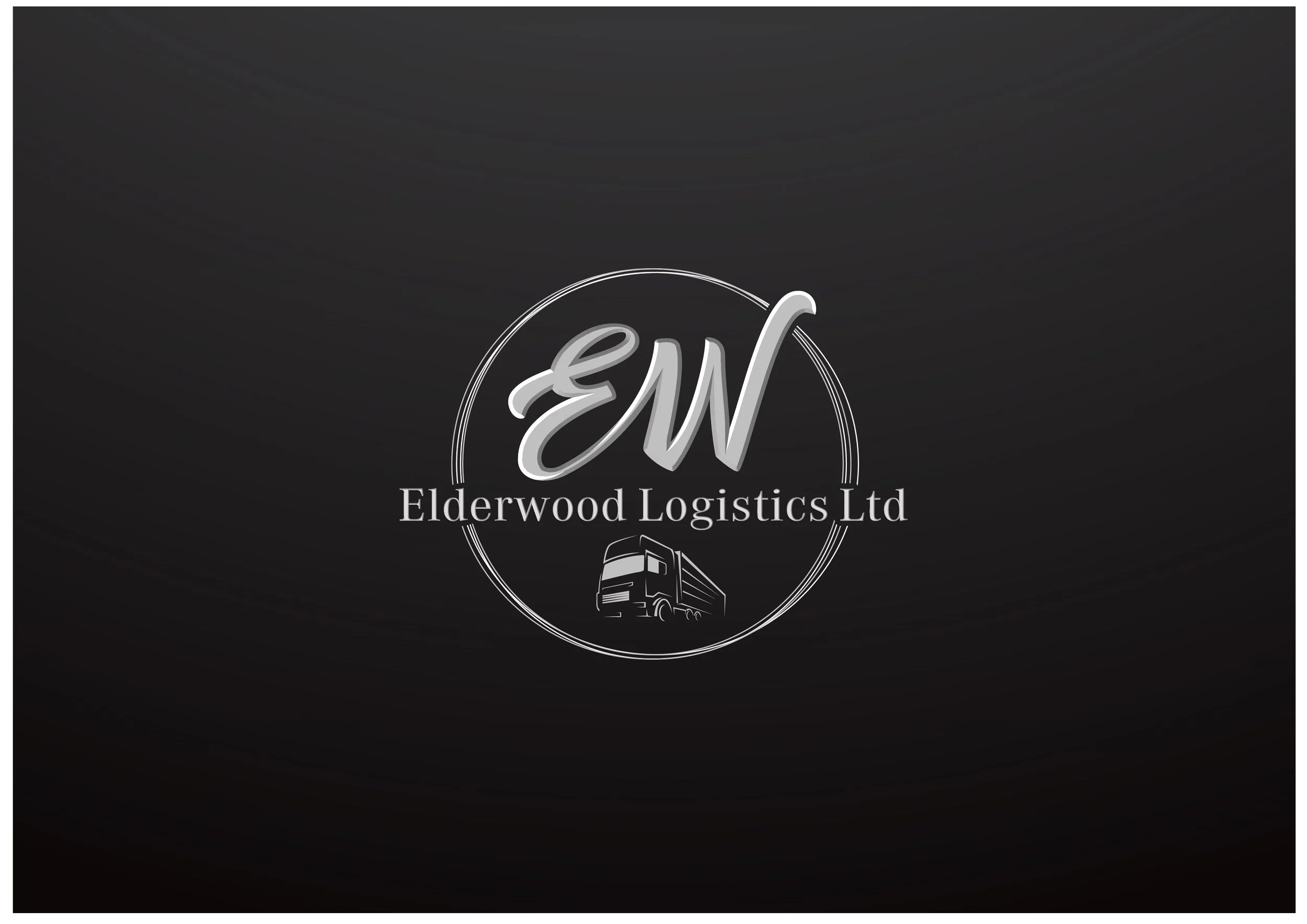 Logo of Elderwood Logistics Ltd with initials 'EL' in stylized font, company name, and a graphic of a truck on a dark background.