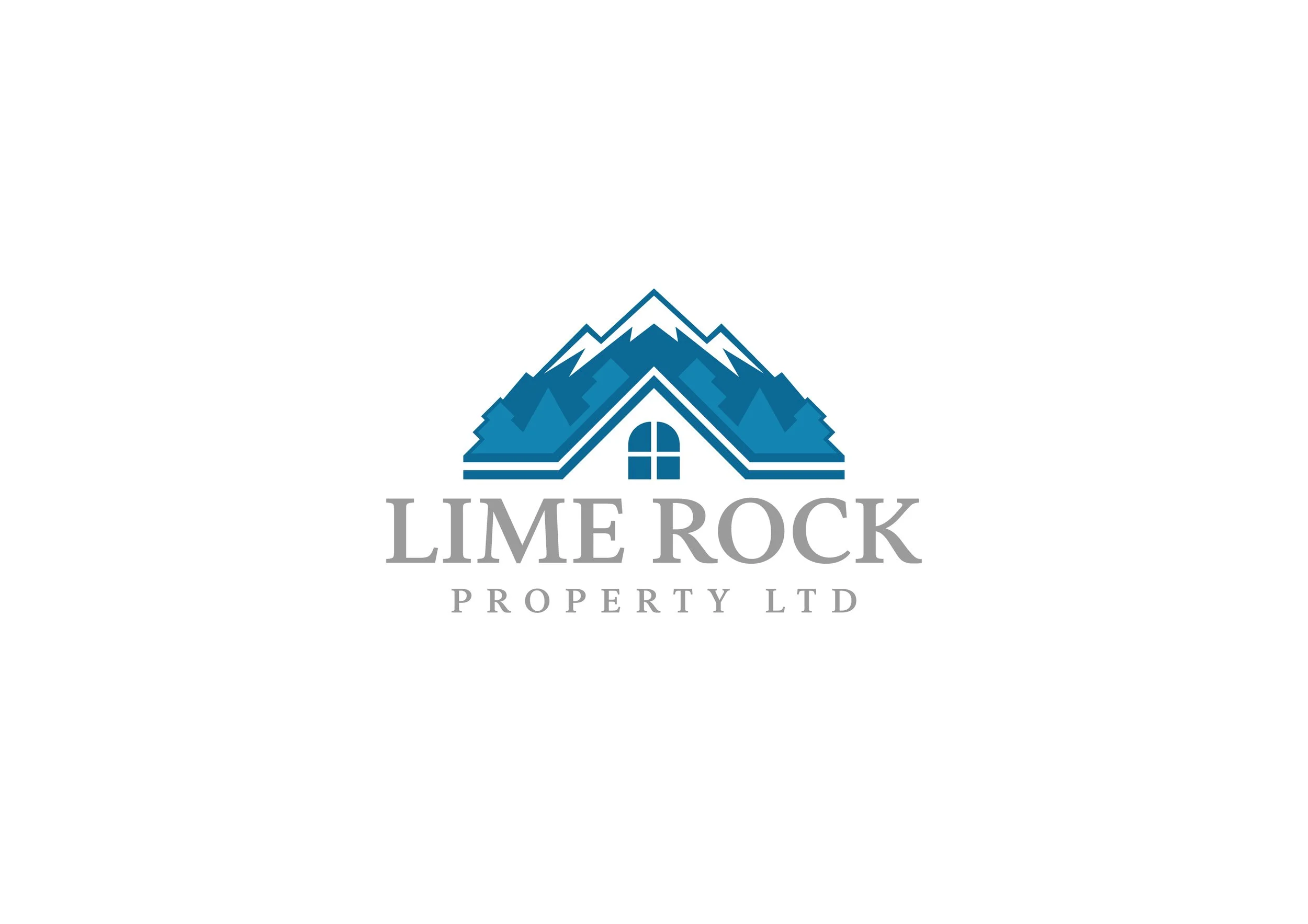 Logo for Lime Rock Property Ltd featuring a mountain with a window underneath and the company name.