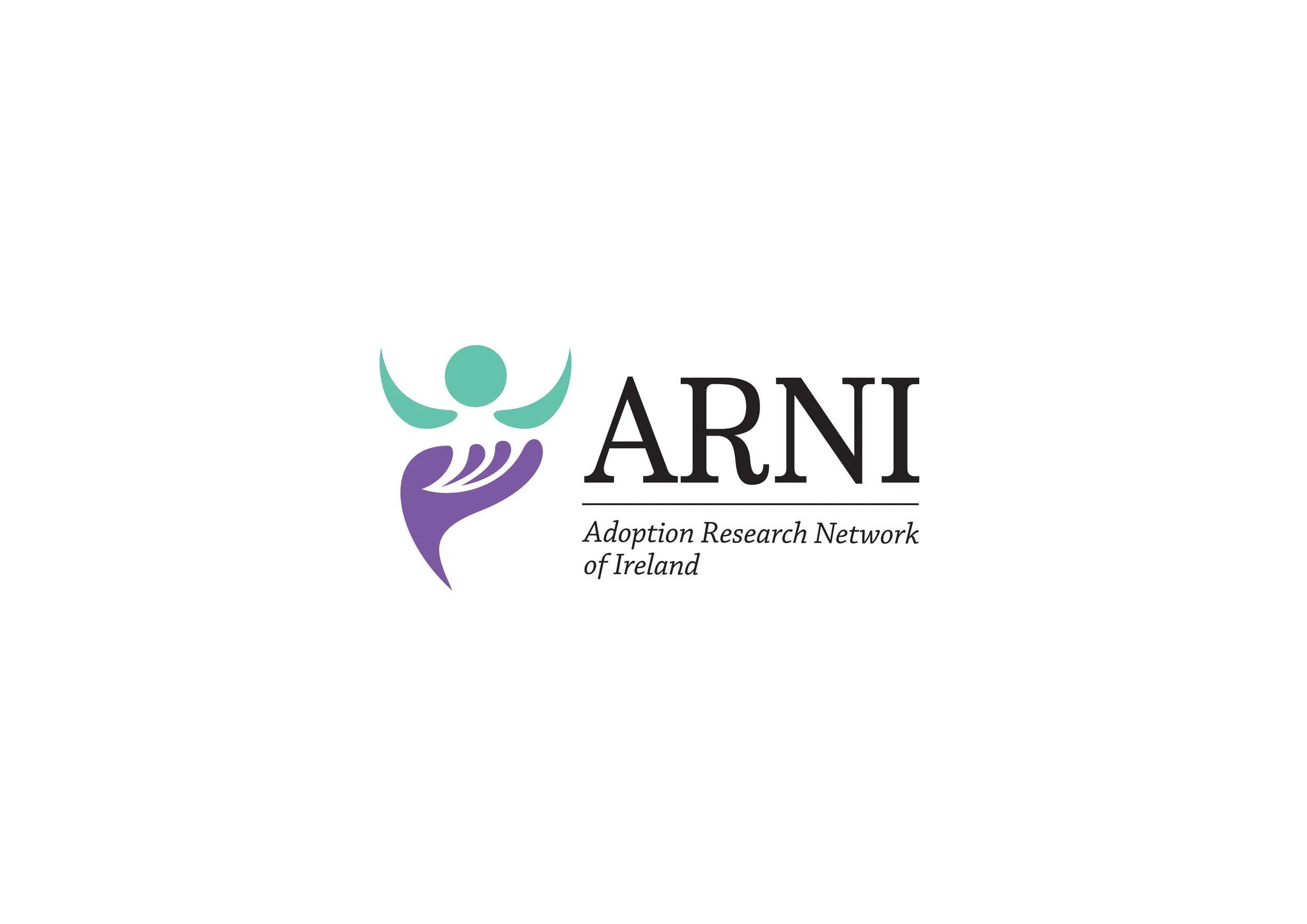 Logo of Adoption Research Network of Ireland (ARNI), featuring a stylized human figure in teal and purple with the text 'ARNI' and 'Adoption Research Network of Ireland'.