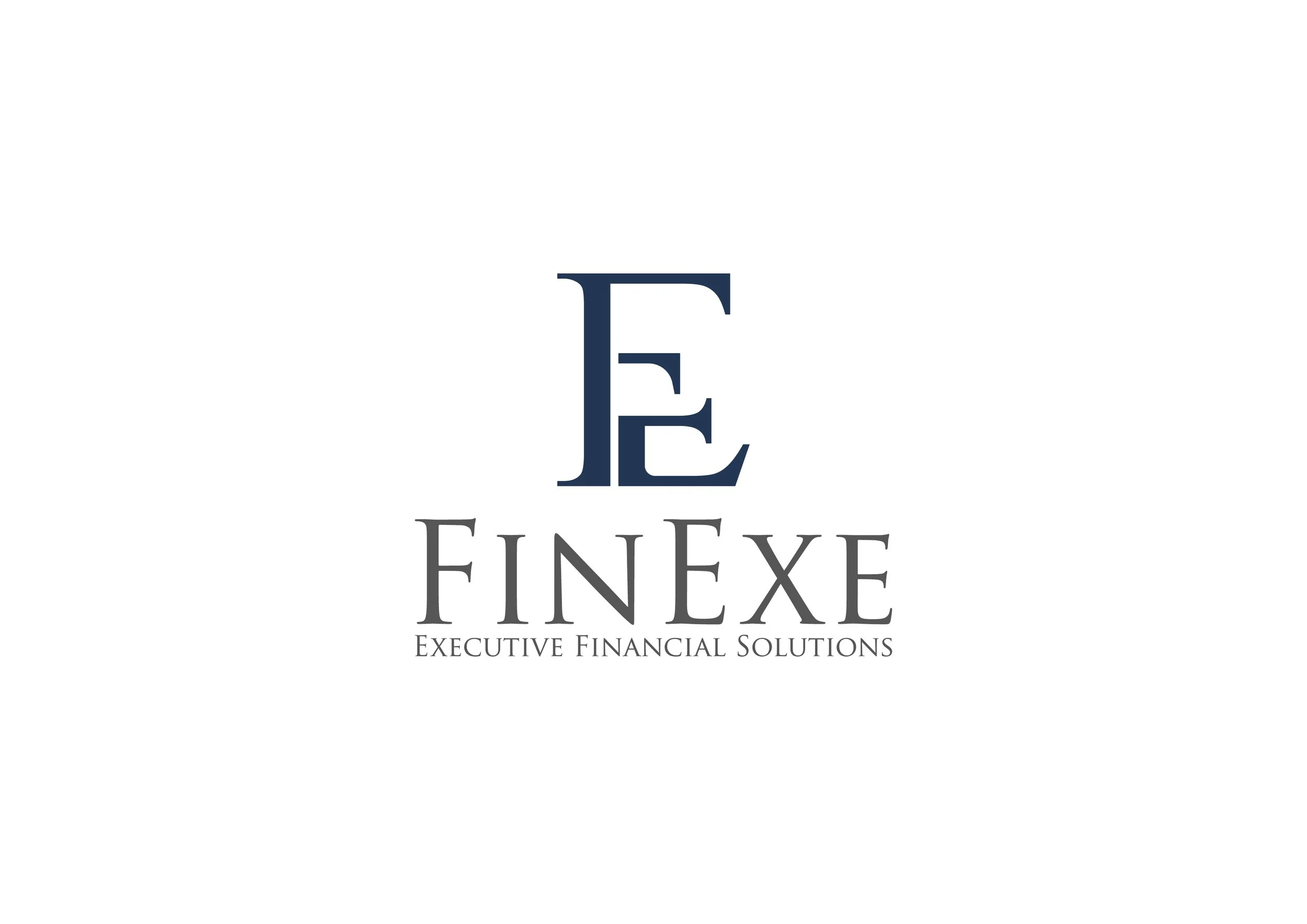 Logo for FinExe, featuring a stylized 'FE' in dark blue, with the company name 'FinExe' and the tagline 'Executive Financial Solutions' below.