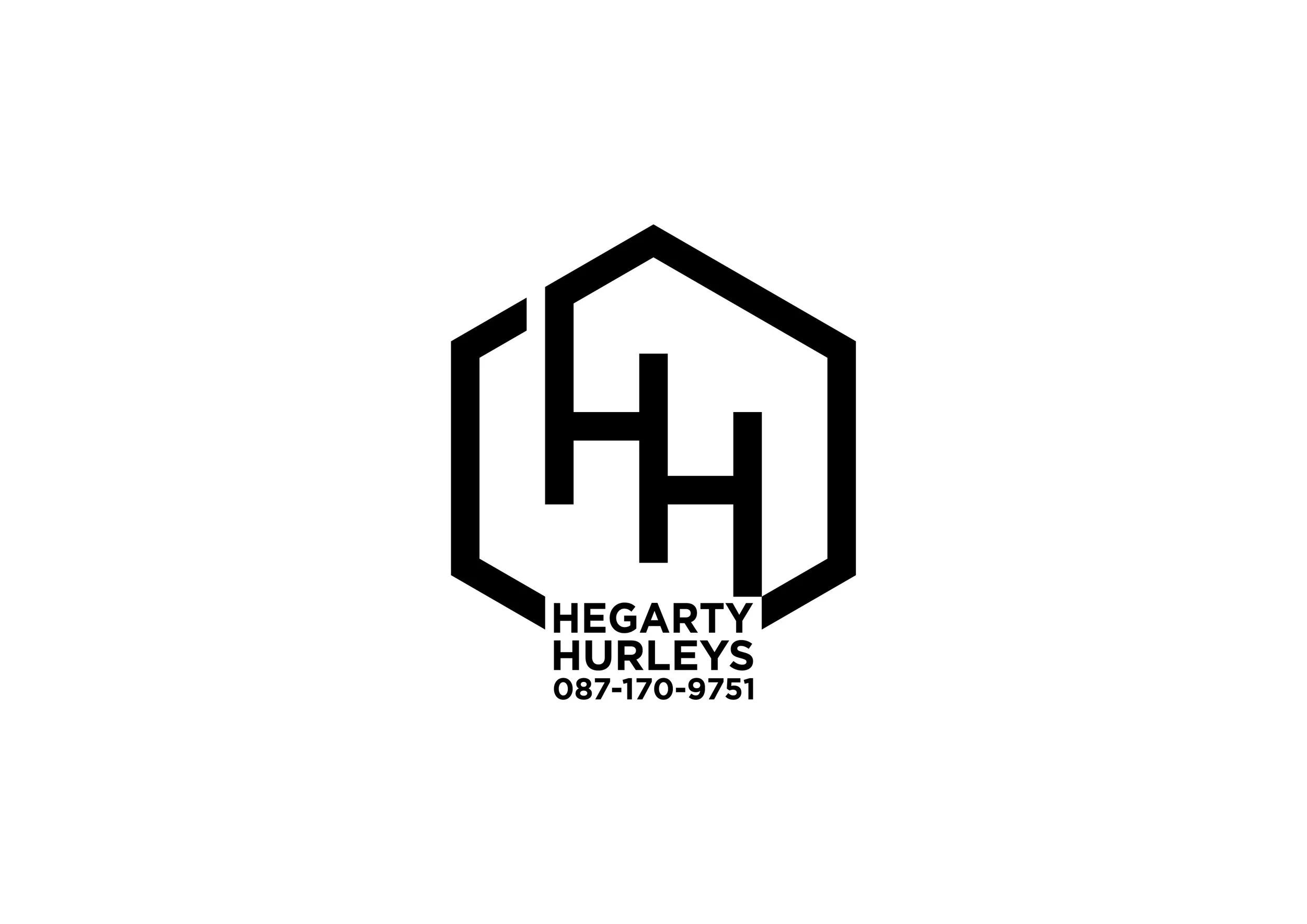 Logo with the letters HH inside a hexagon shape, accompanied by the text 'Hegarty Hurleys' and a phone number '087-170-9751' below.